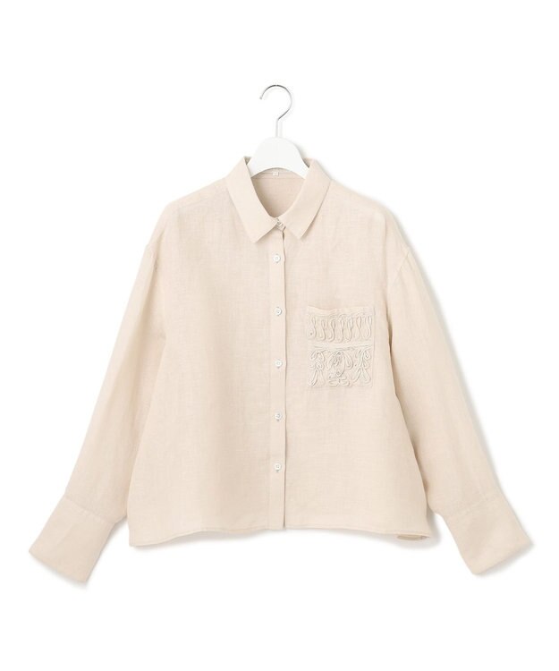 23区 【洗える】LIBECO クロップド シャツ ベージュ