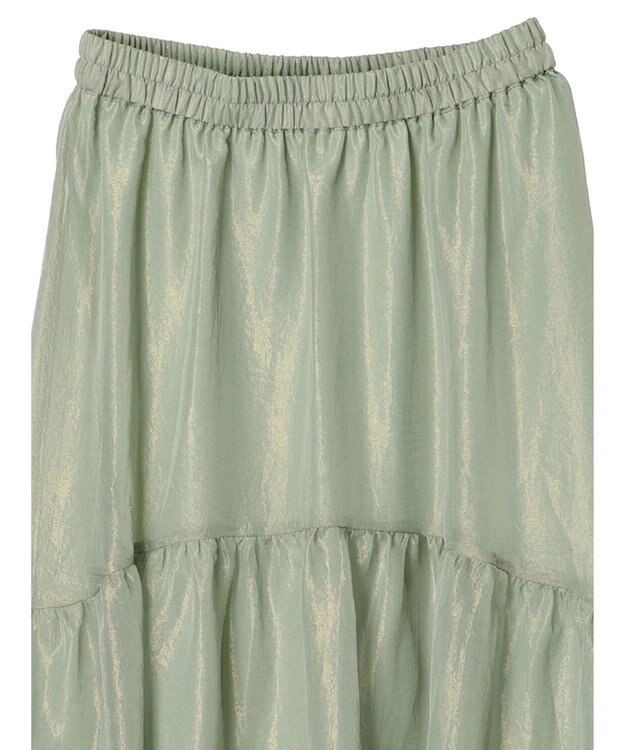 YECCA VECCA 箔プリントシアーギャザースカート Green