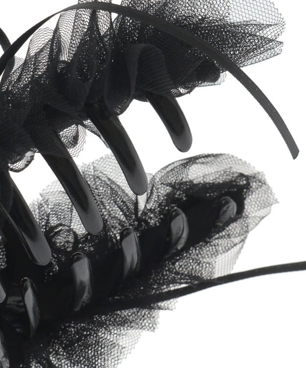 Maison de FLEUR チュールタイニーリボンバンスクリップ Black