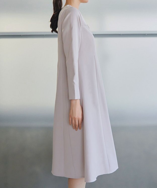 Tiaclasse L 【安田美沙子さん着用・洗える】フレアAラインリボンワンピース ラベンダーグレー