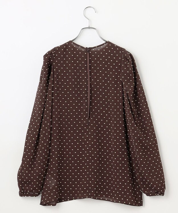 #Newans シアーパフスリーブブラウス ブラウン×イエロードット