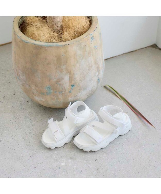 MODE ET JACOMO <noyau>トリプルベルクロ厚底スポーツサンダル ホワイト