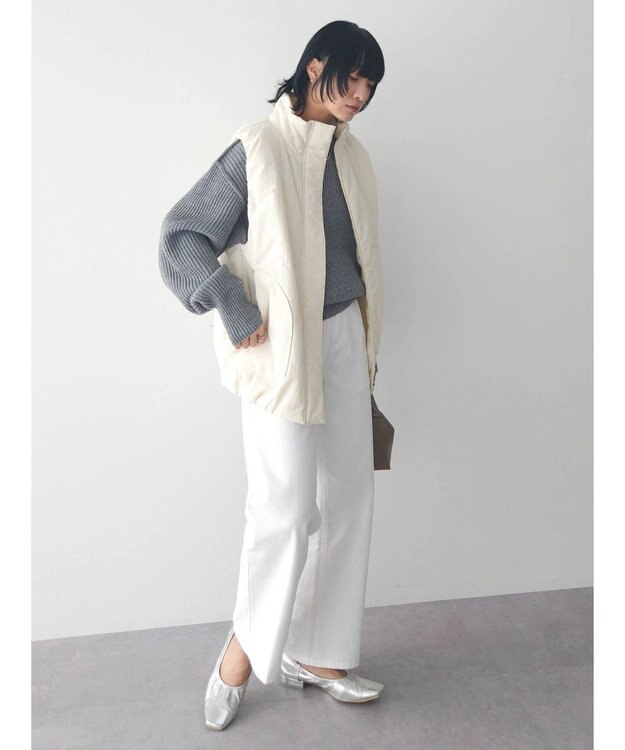 Green Parks ストレートタックデニムパンツ White