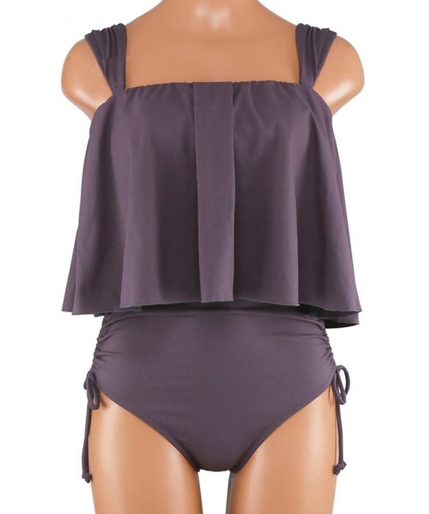 San-ai Resort（三愛水着楽園） ワンピ見えハイウエストビキニ　9M・11L　【San-ai Resort（サンアイリゾート）】 グレー