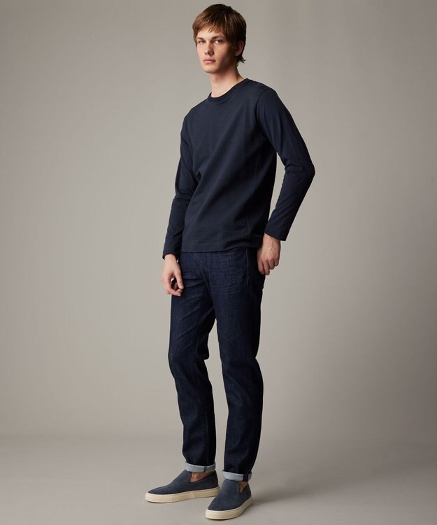 JOSEPH ABBOUD 【オーガニックコットン使用・日本素材、日本縫製】JOE COTTON サッカー Tシャツ ネイビー系