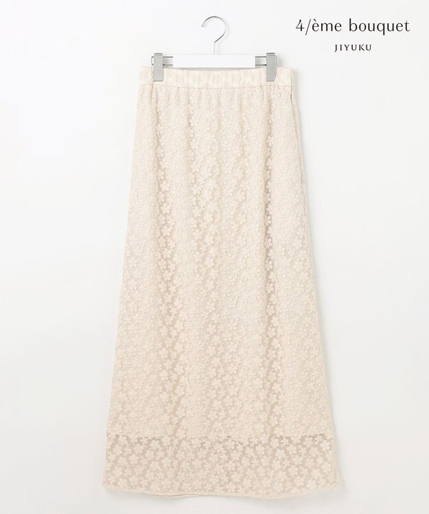 自由区 【カトリエムブーケ】Fleurs flottantes フラワーモチーフスカート エクリュ