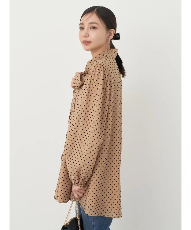 earth music&ecology ドットチュニック丈リボン付きワンピース Dot