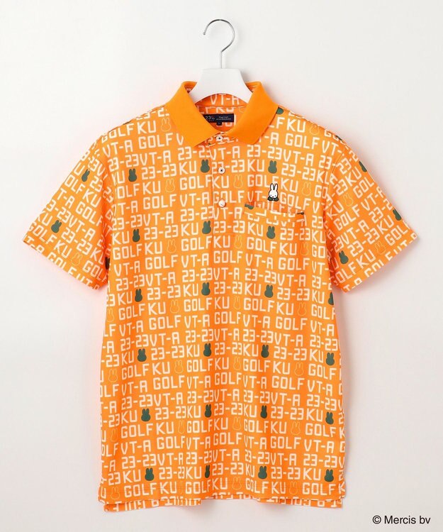 23区GOLF 【MEN】【吸水速乾/UVカット】ミッフィーロゴポロシャツ オレンジ系5