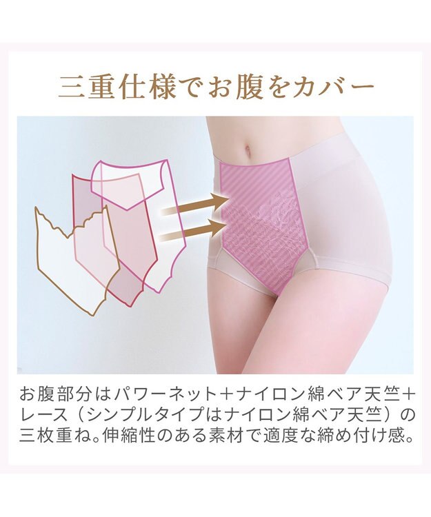 BRADELIS New York 【BRADELIS NewYork peace】　細みえ快適綿混ショーツ25 補正下着 深め ハイウエスト お腹スッキリ ヌーディピンク