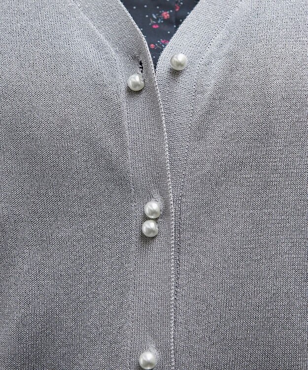 Tiaclasse ラメシアー天竺パールボタンカーディガン グレー