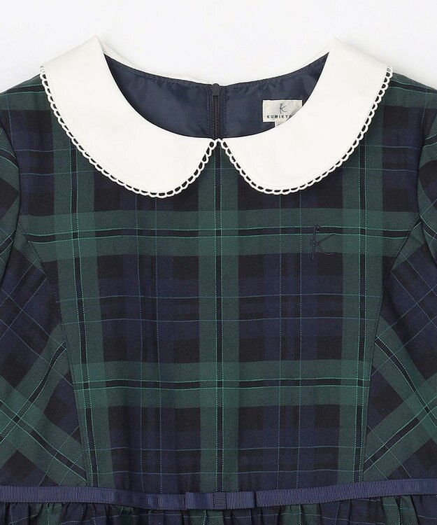組曲 KIDS 【150-170㎝】クラシックチェック ワンピース グリーン系3