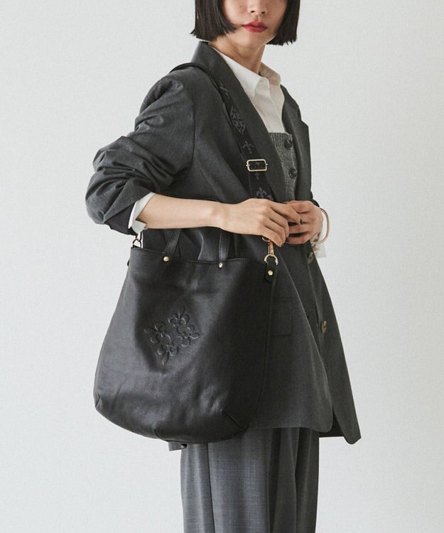 russet ソフトレザー 2WAYトートバッグ(CE-1611) Black