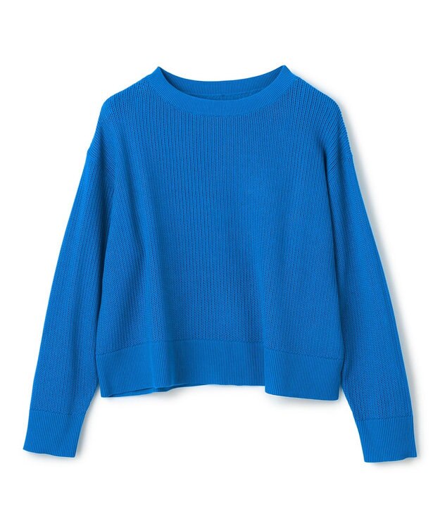 UNFILO L メッシュ クロップドニット ブルー