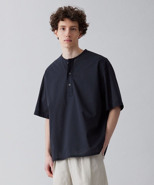 UNFILO MENS 【撥水】コットン ヘンリーシャツ [23年春夏商品] ブラック