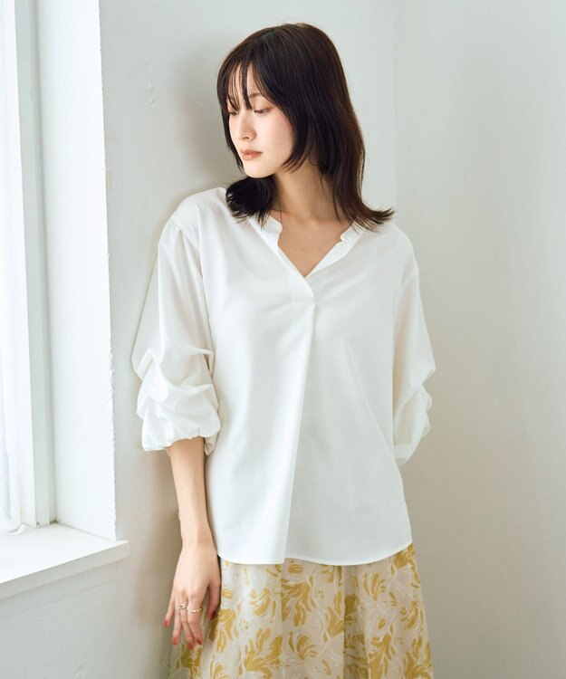 YECCA VECCA タックスリーブスキッパーブラウス Off White