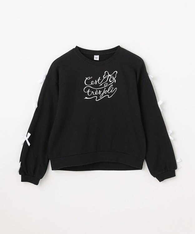 ANY KIDS 袖リボン トレーナー ブラック