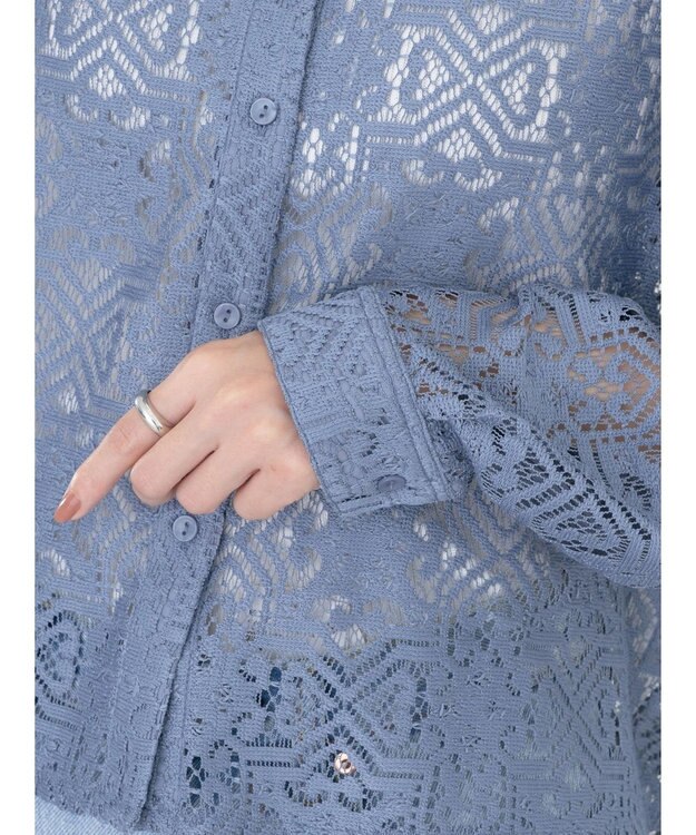 earth music&ecology レースショートシャツ Sax