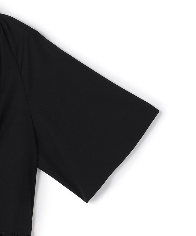 UNFILO L レースヘム ギャザーブラウス ブラック