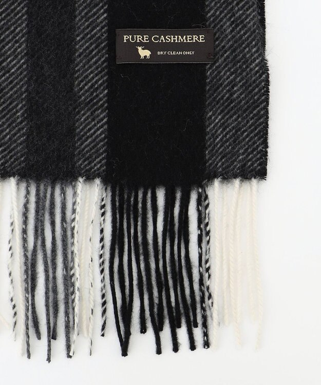 23区 カシミヤ マフラー ブラック×スカイブルー