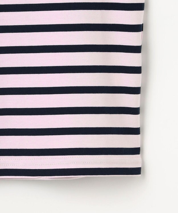 組曲 KIDS 【110-140㎝】フラワー刺繍ボーダー Tシャツ サクラ系