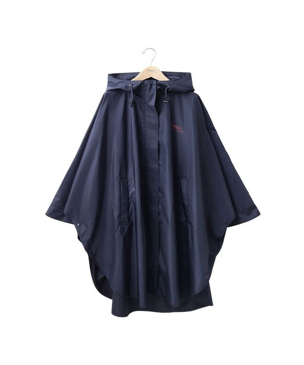 MOONBAT POLO RALPH LAUREN(ポロ ラルフローレン) 【C-zeroはっ水】レインコート ポンチョ 収納袋付き ポロベア ワンポイント 無地 ミリタリー風 ネイビーブルー