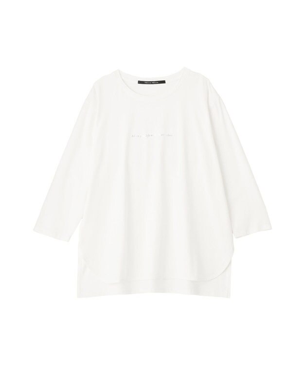YECCA VECCA ラウンドヘム7分袖ロゴTee Silver