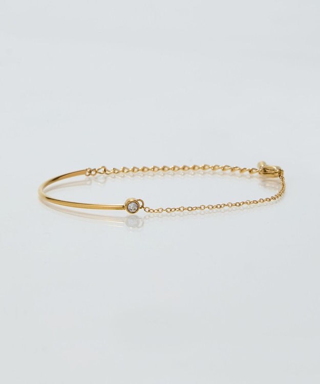 Phoebe 【金属アレルギー対応】グッリターハーフバングルチェーンブレスレット/サージカルステンレス ゴールド