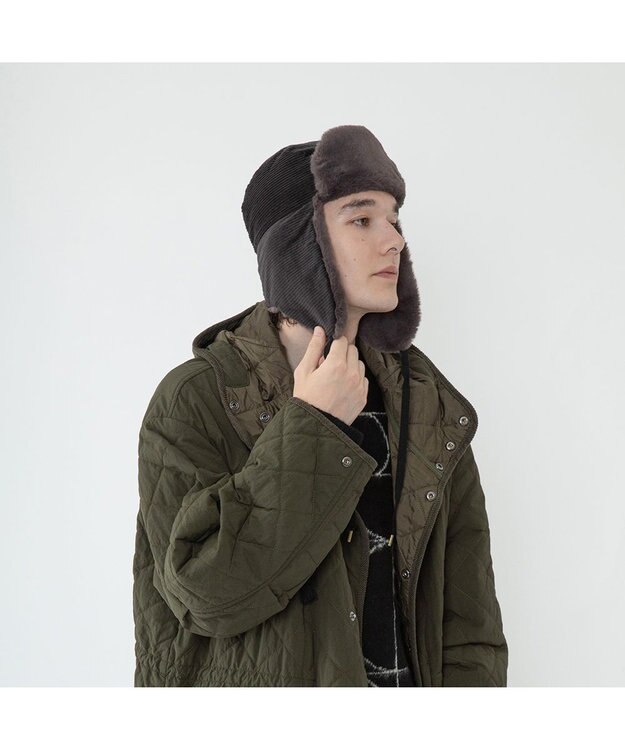 林八百吉商店 un chapeau  コーデュロイアビエイター グレー