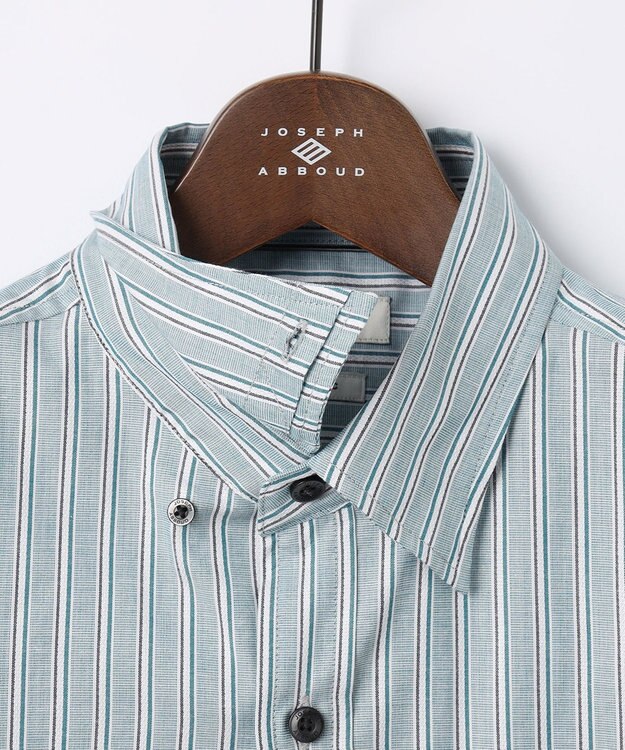 JOSEPH ABBOUD 【オーガニックコットン】JOE COTTON シャンブレーサテンストライプ シャツ グリーン系1