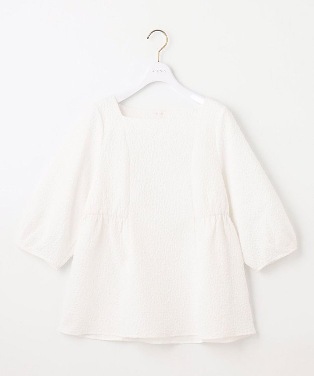 ANY SIS S 【洗える】フラワーエンボス ブラウス オフ