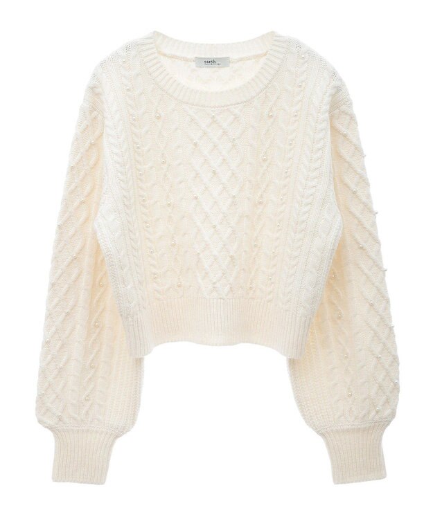 パール＆ケーブルニットプルオーバー / earth music&ecology