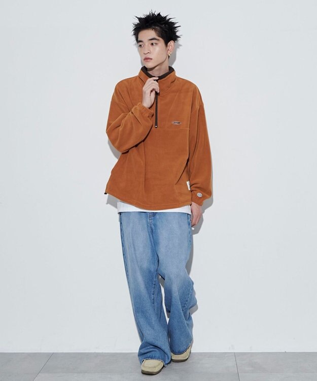 WEGO DISCUSフリースハーフジップPO キャメル