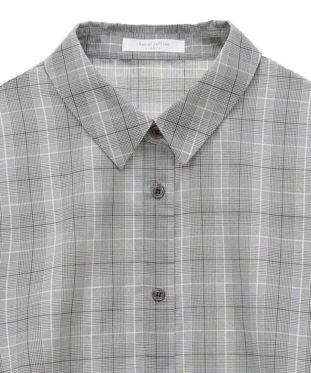 Green Parks サイドドロストショート丈シャツ（チェック） Check