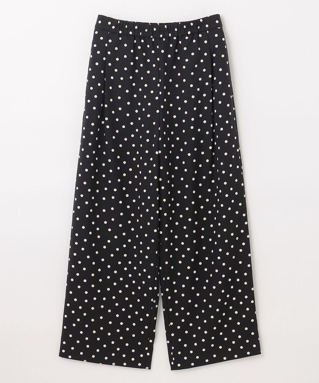 ANY 【洗濯機可能/ウエストゴム/ポケット付】リネンライク ドット柄パンツ ブラックベース