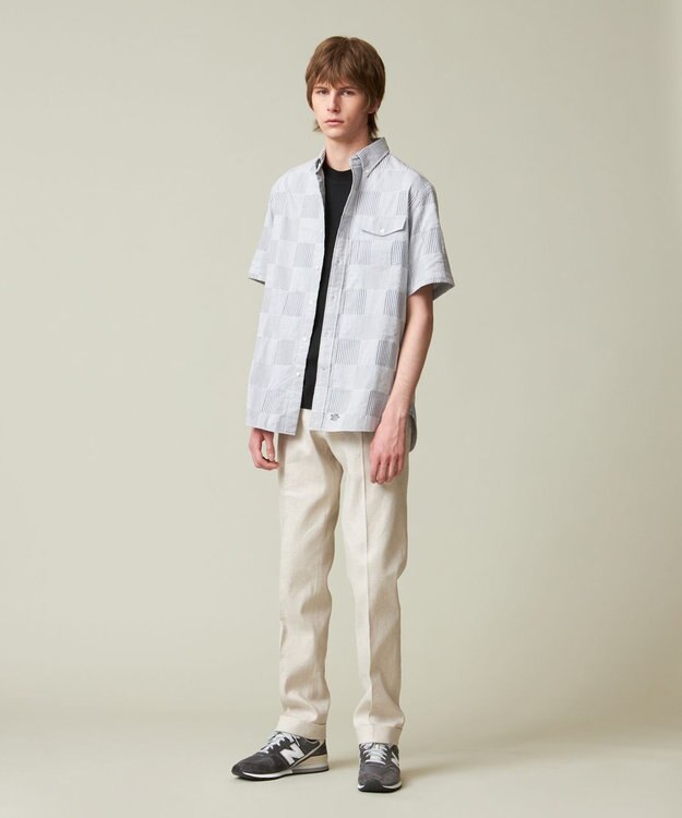 J.PRESS MEN 【クールマックス】サッカーパッチワーク シャツ ネイビー系9