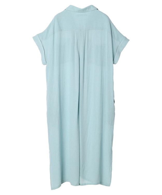 AMERICAN HOLIC 楊柳Ｗポケット開襟ワンピース Sax