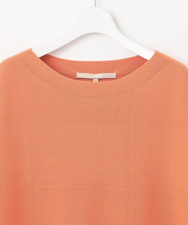 自由区 【洗える】コットンストレッチホールガーメント プルオーバー ニット ライトオレンジ系