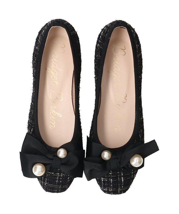 Bridget Birkin 【Bridget Birkin】ビッグパールリボンフラットシューズ ブラック雑材