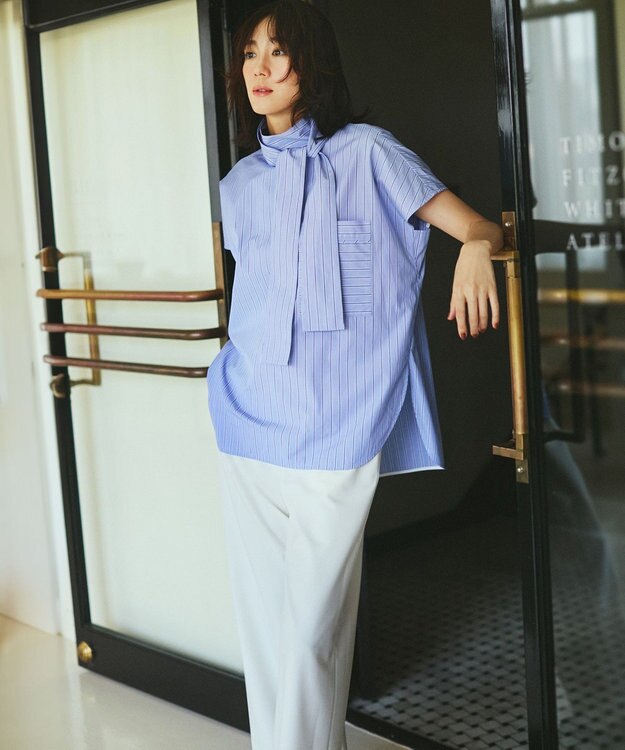 23区 【撥水加工/洗える】ドライ2WAYストレッチ ドロスト ワイド パンツ ホワイト系