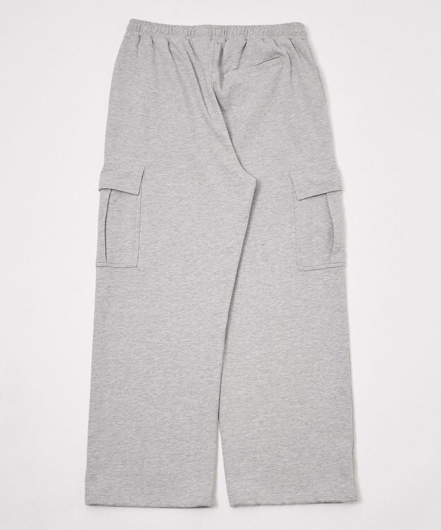 WEGO 【ユニセックス着用ITEM/ウエストゴム/MLサイズ展開】ワイドスウェットカーゴパンツ 杢グレー