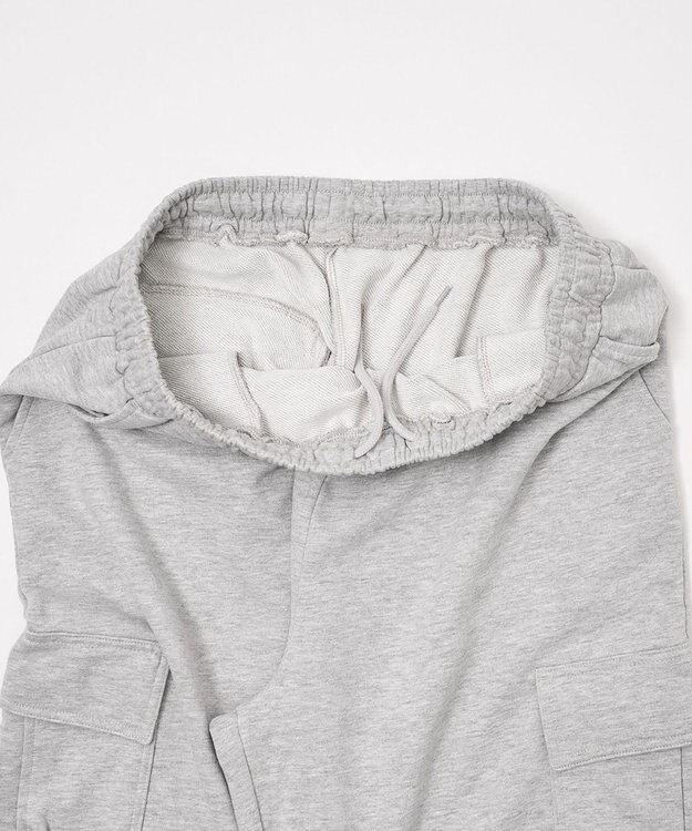 WEGO 【ユニセックス着用ITEM/ウエストゴム/MLサイズ展開】ワイドスウェットカーゴパンツ 杢グレー