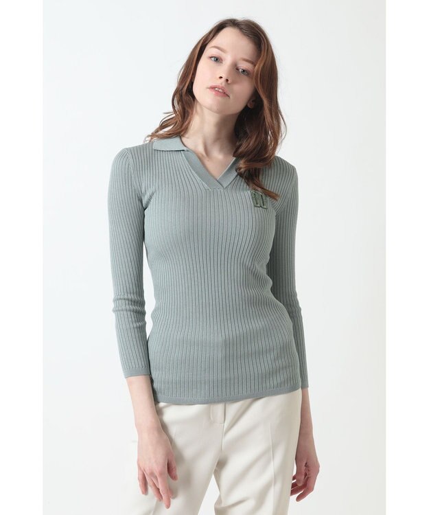 DAKS リブ編みVネックニット アイビーグリーン