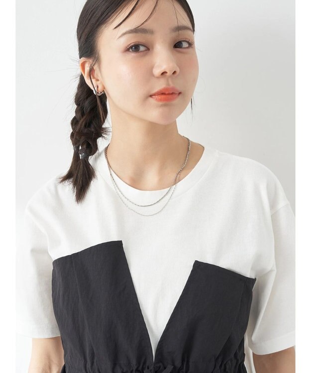 earth music&ecology ビスチェドッキングプルオーバー White×Black