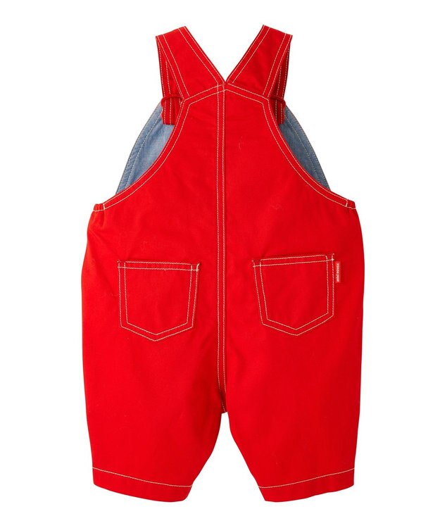 MIKI HOUSE HOT BISCUITS 【ミキハウス】【70-100cm】６分丈オーバーオール 赤