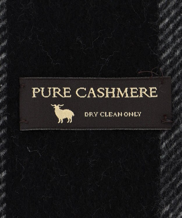 23区 カシミヤ マフラー ブラック×スカイブルー