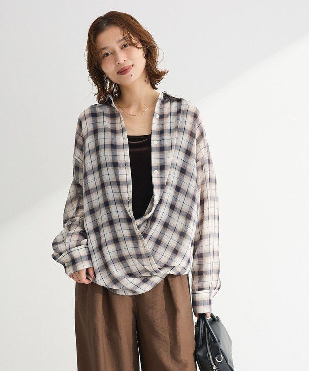 Green Parks カシュクールシアーシャツ Ivory