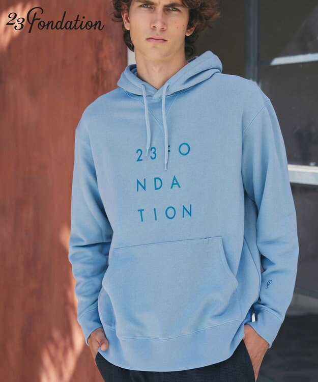 23区GOLF 【23Fondation/MEN】アスレジャー裏毛 フーディ スカイブルー系