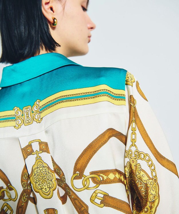 GRACE CONTINENTAL スカーフプリントシャツドレス グリーン