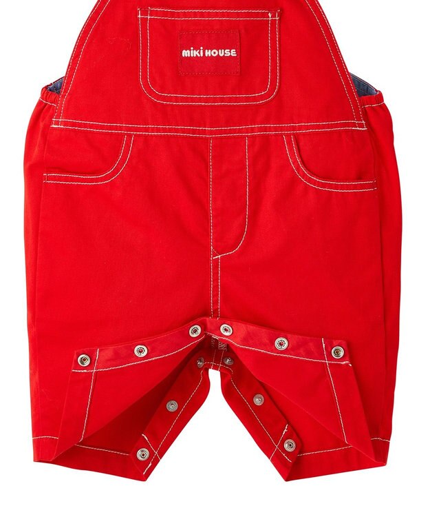 MIKI HOUSE HOT BISCUITS 【ミキハウス】【70-100cm】６分丈オーバーオール 赤