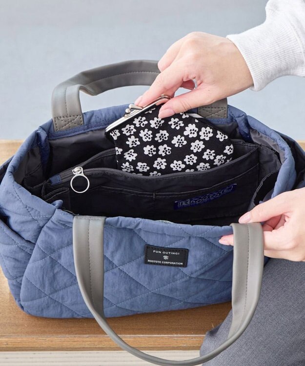 ROOTOTE 3673【仕切り+自立+撥水】LT.デリ.パルーティ.キルト-D 03：ブルー